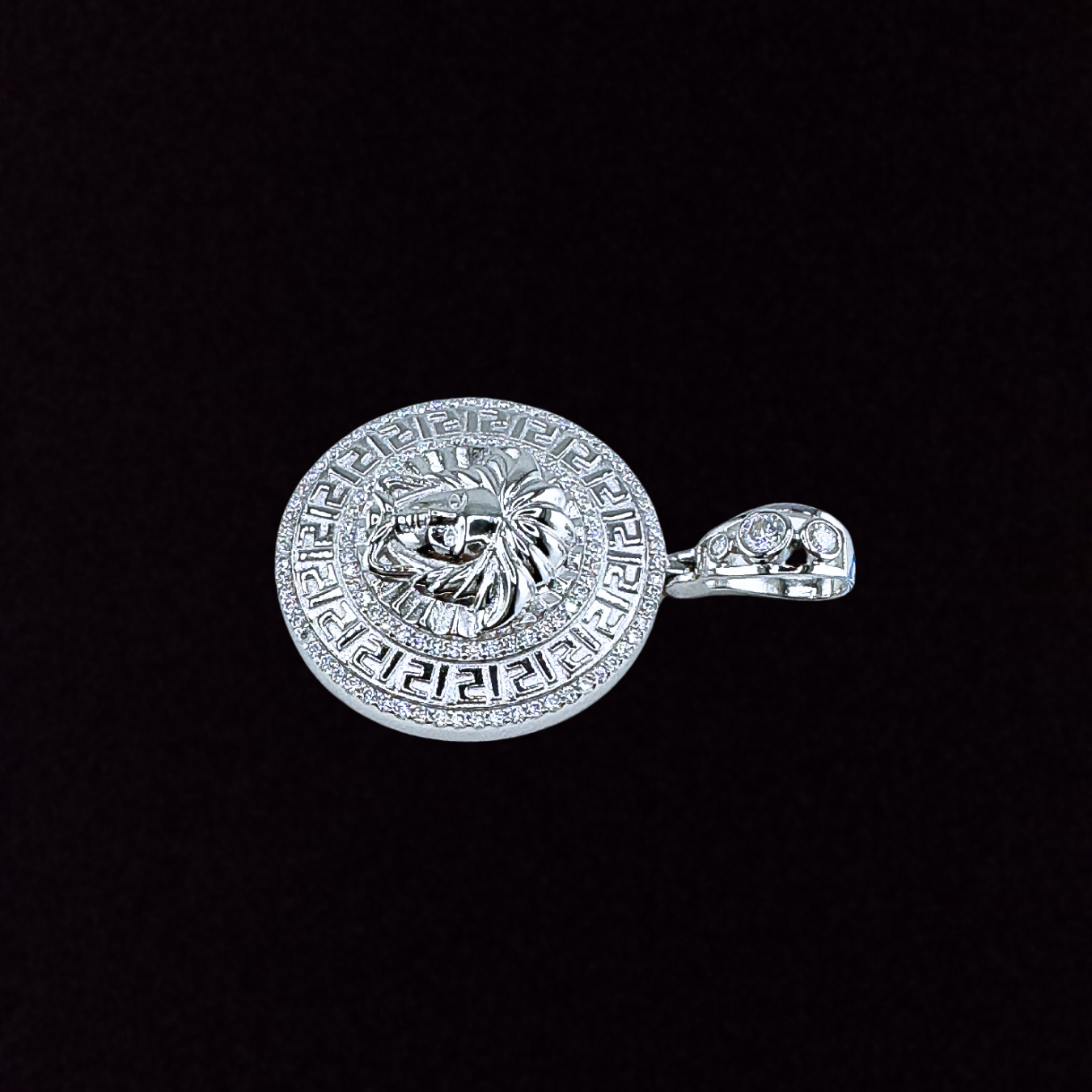 Moissanite in 925 Sterling Silver Medusa Head Pendant
