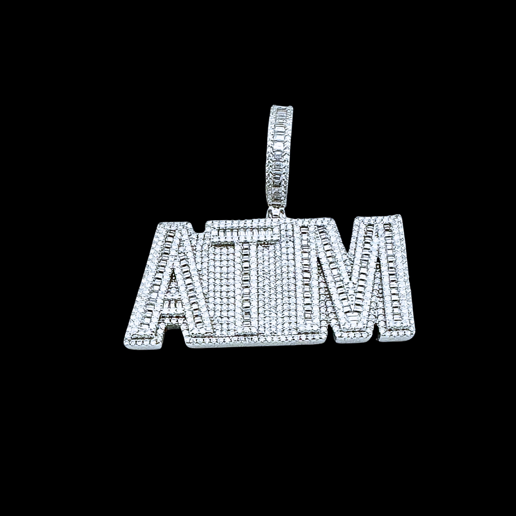 Moissanite in 18K White Gold Over Sterling Silver ATM Pendant