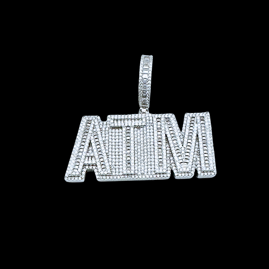 Moissanite in 18K White Gold Over Sterling Silver ATM Pendant