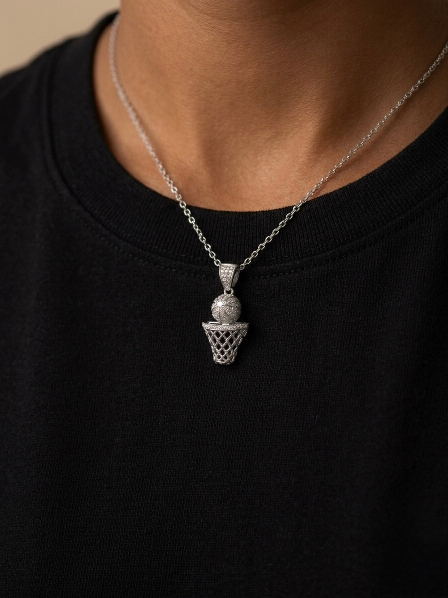 Iced Out Moissanite Basketball Pendant
