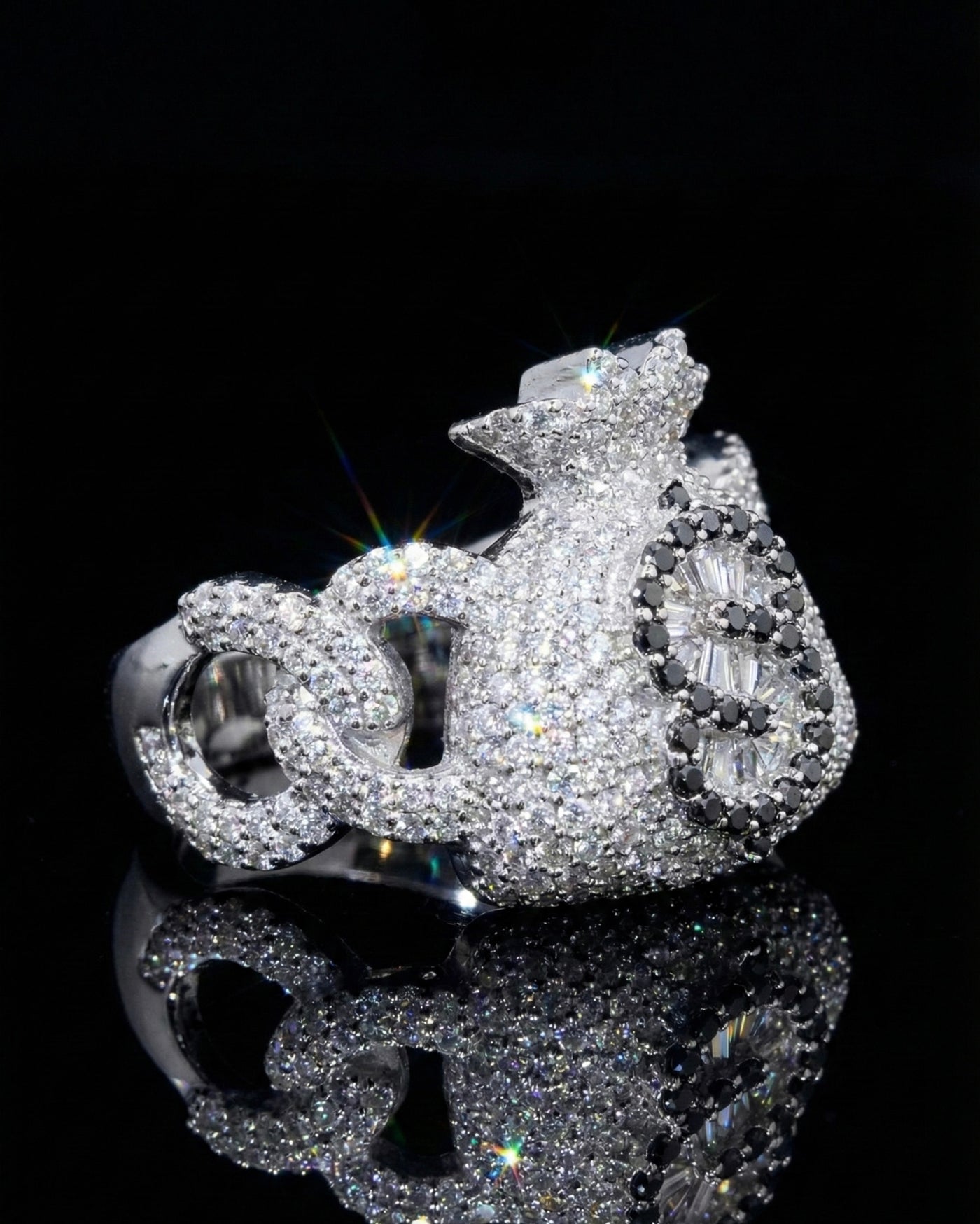 Money Bag Cuban Moissanite Ring