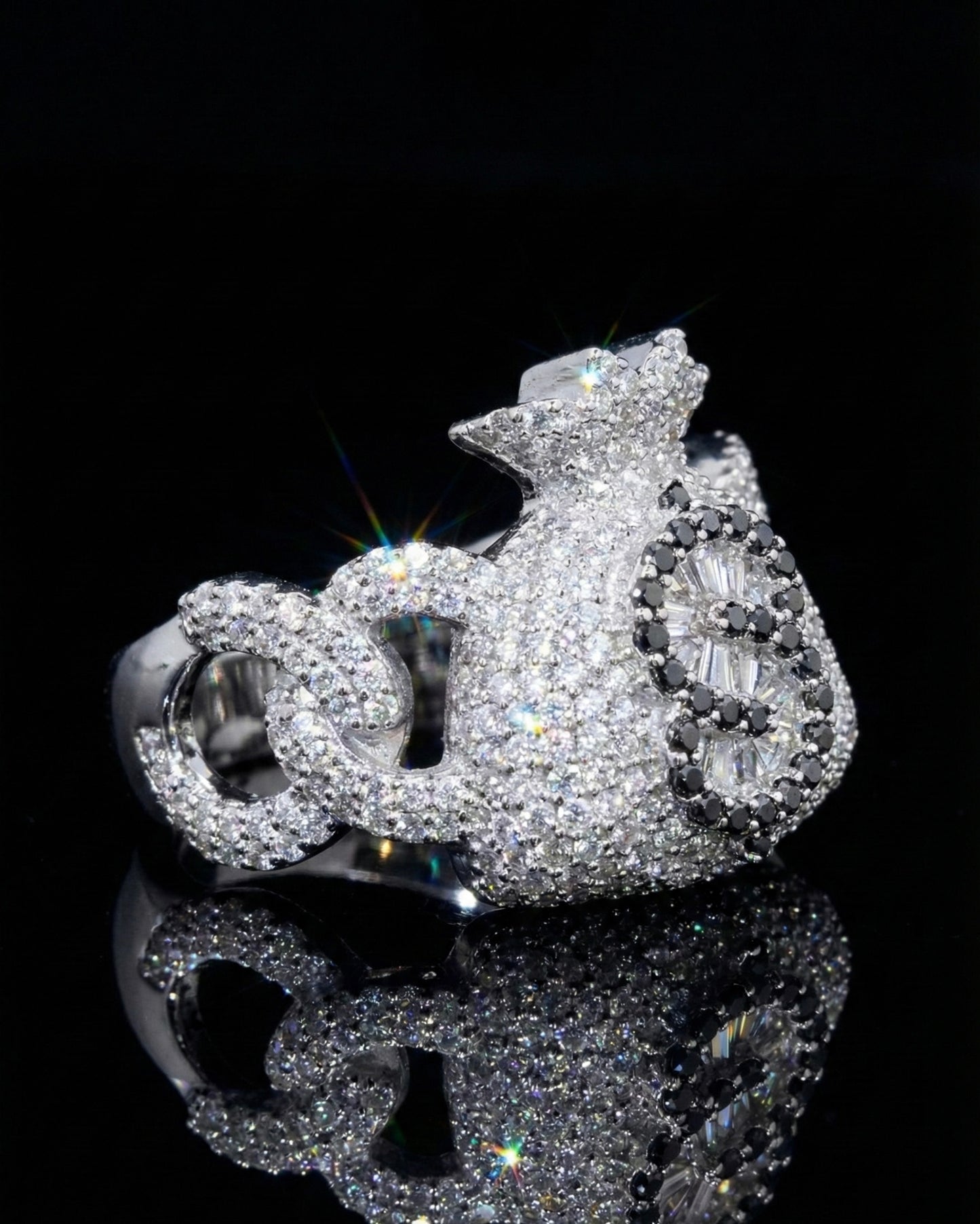 Money Bag Cuban Moissanite Ring
