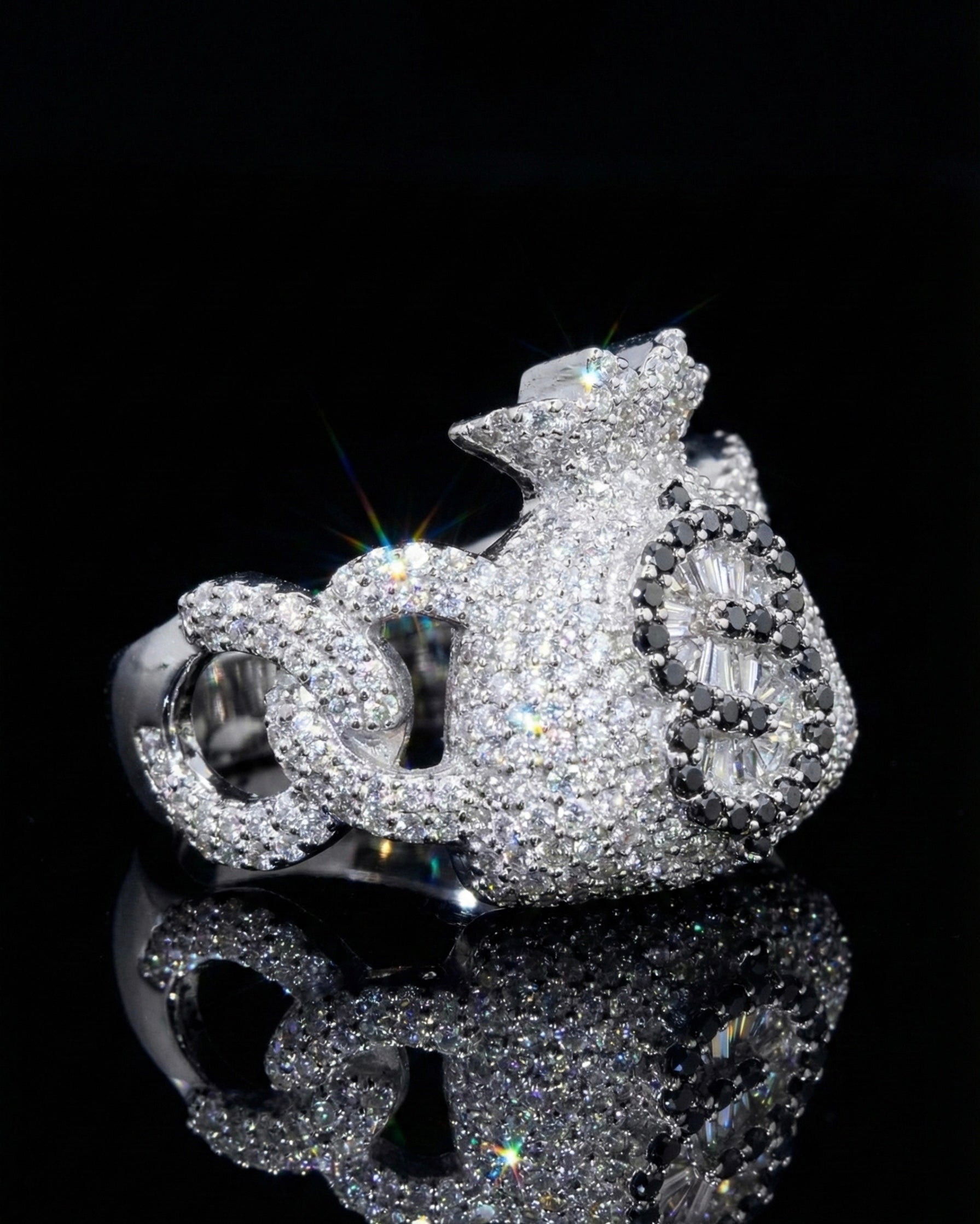 Money Bag Cuban Moissanite Ring