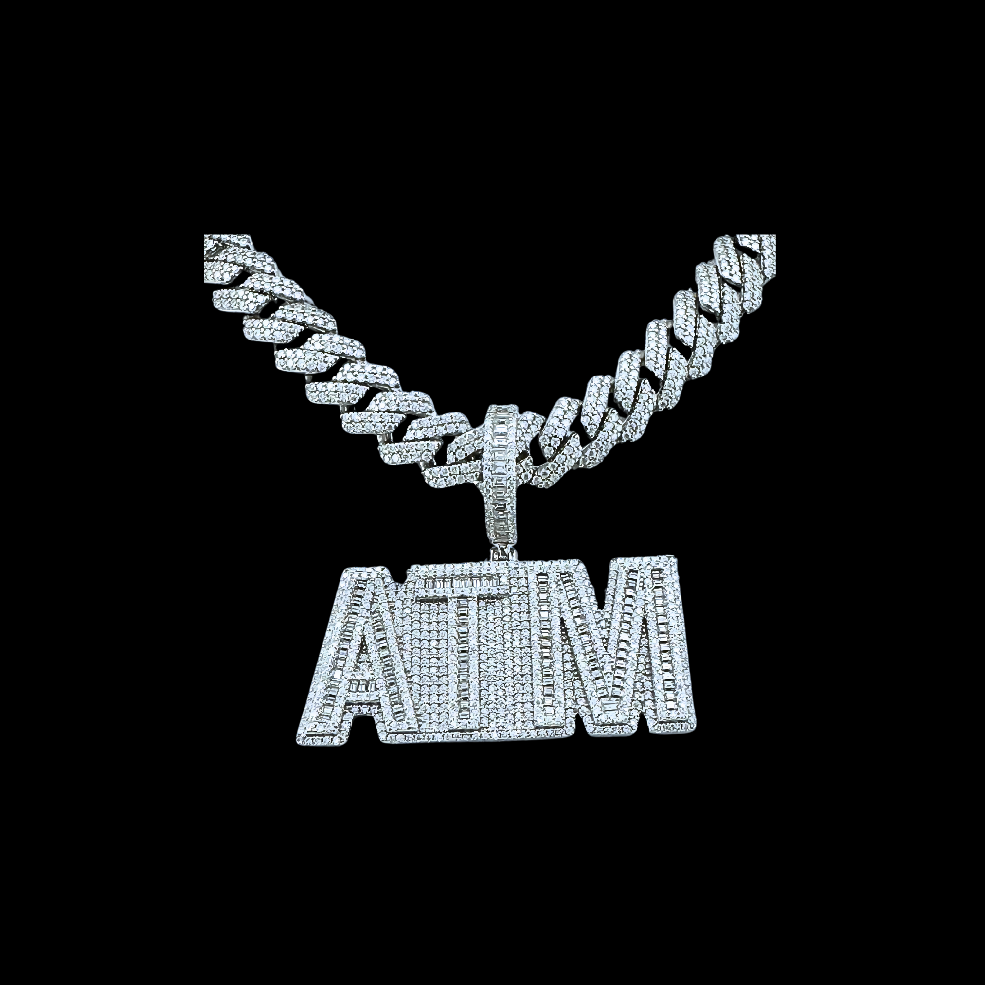 Moissanite in 18K White Gold Over Sterling Silver ATM Pendant