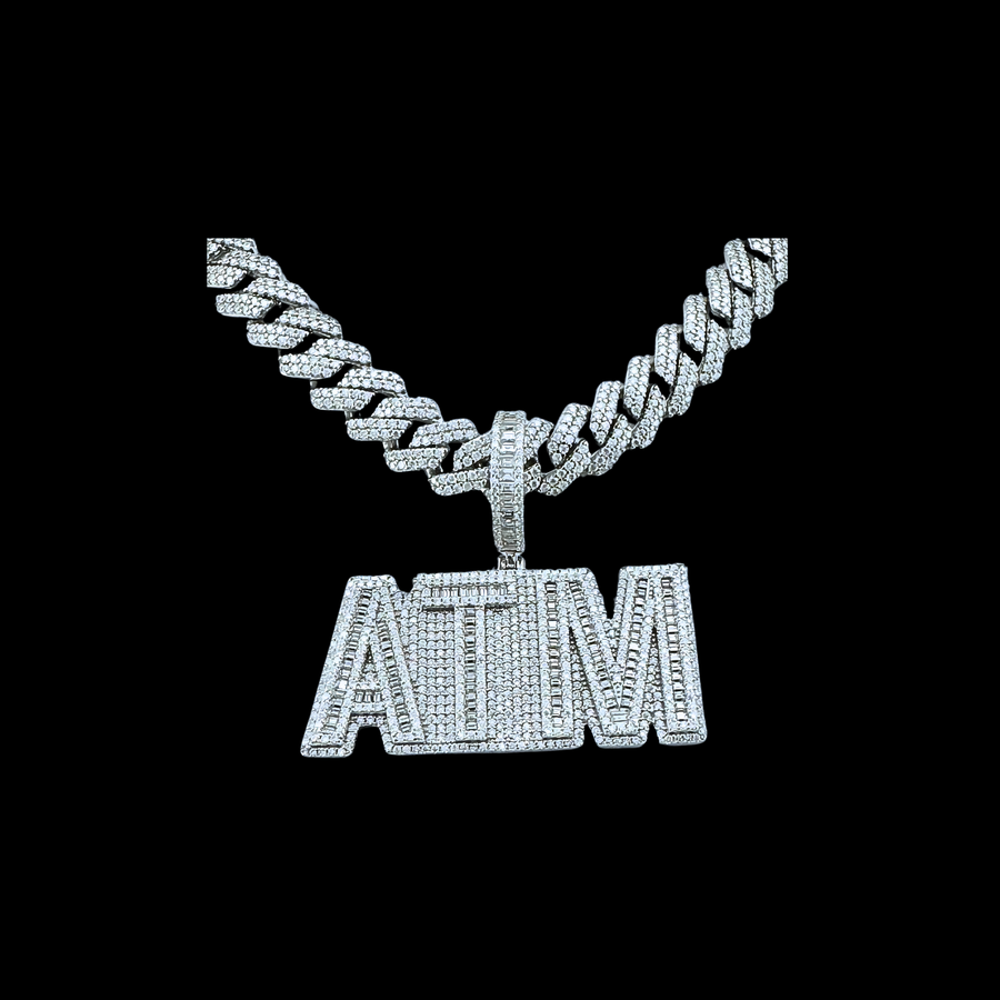 Moissanite in 18K White Gold Over Sterling Silver ATM Pendant
