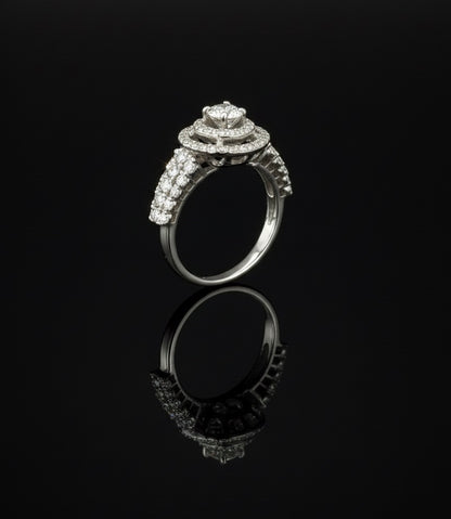 1ct Moissanite Round Halo Wedding/Promise Ring