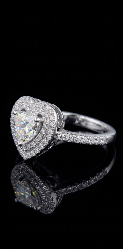 Halo Heart Moissanite Wedding/Promise Ring