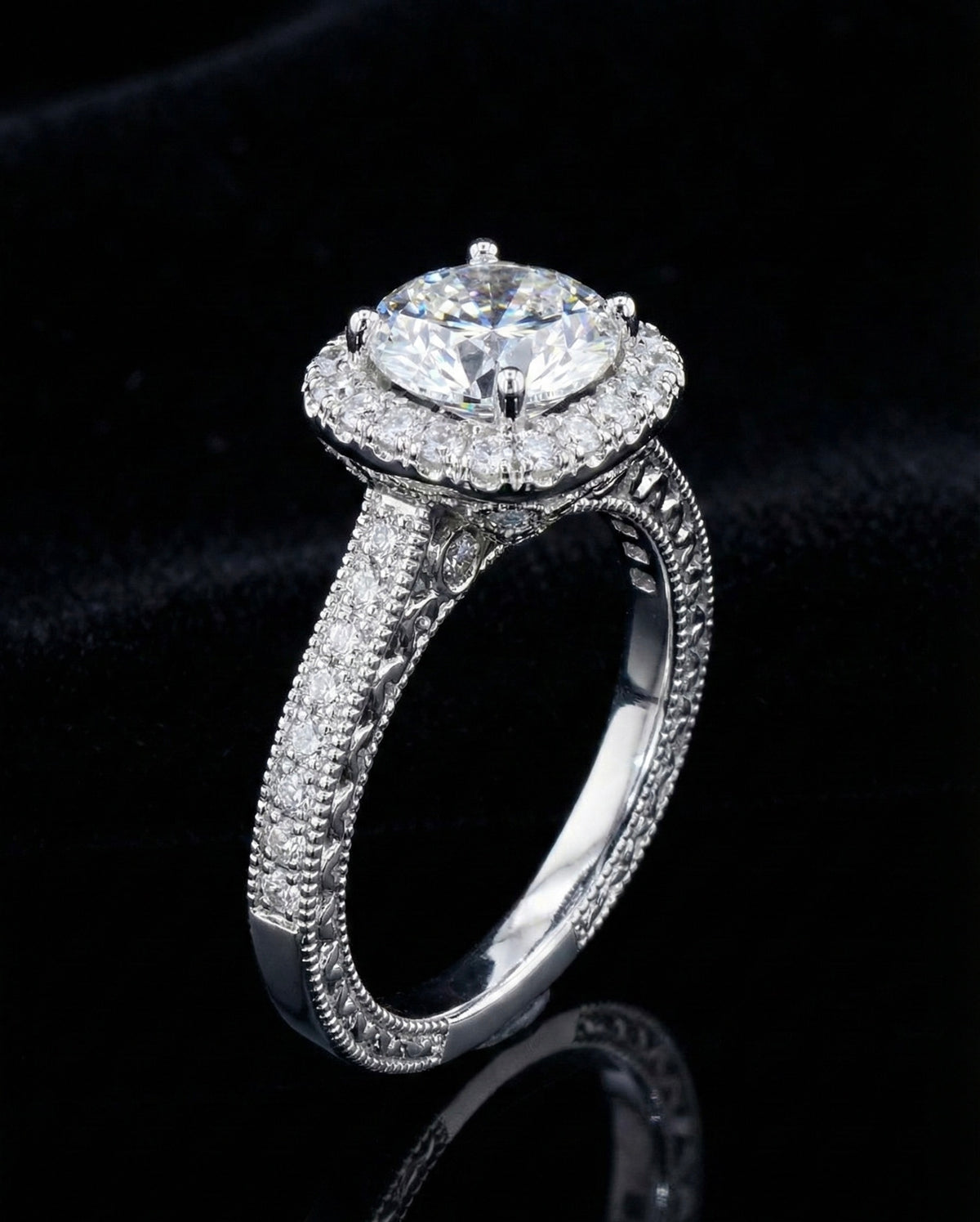 1.75ct Moissanite Square Halo Wedding/Promise Ring