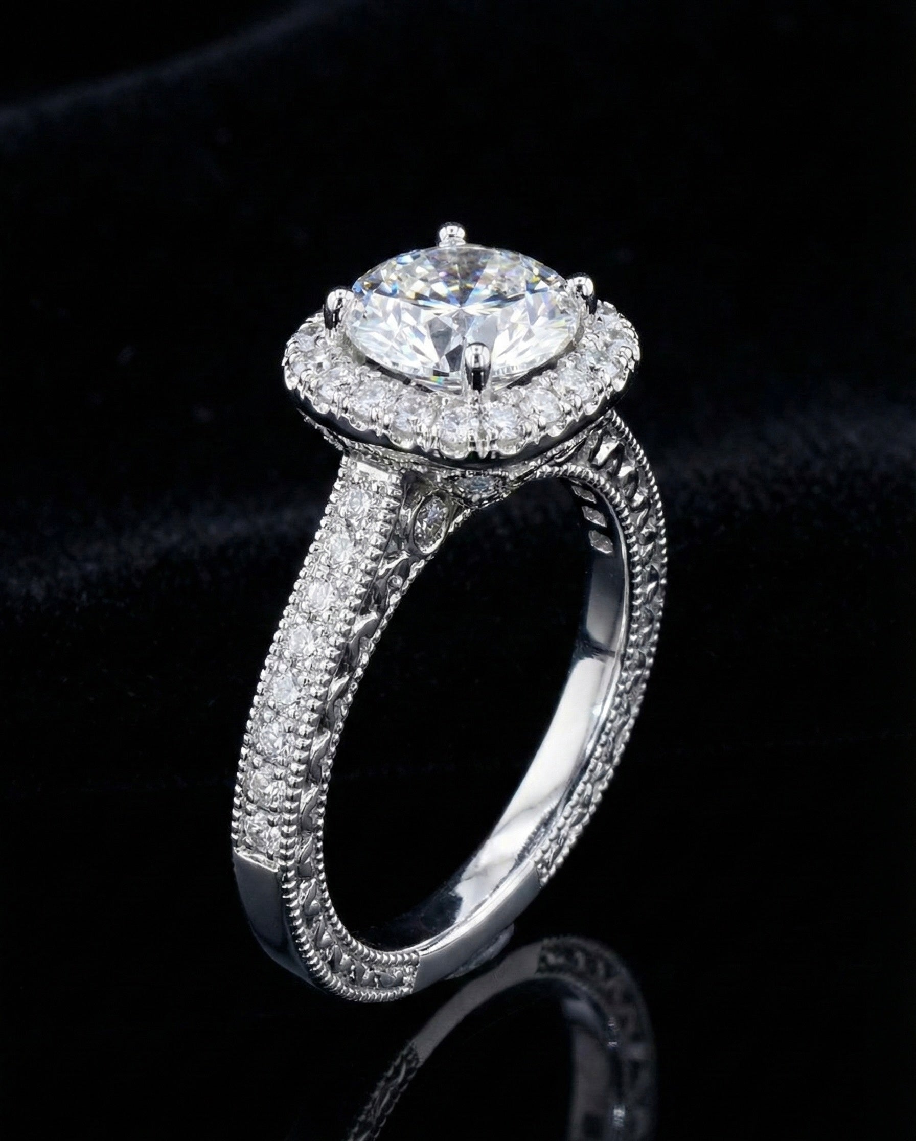 1.75ct Moissanite Square Halo Wedding/Promise Ring