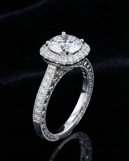 1.75ct Moissanite Square Halo Wedding/Promise Ring