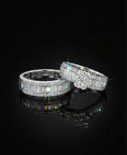 Channel Set Baguettes Cluster Halo Moissanite Ring