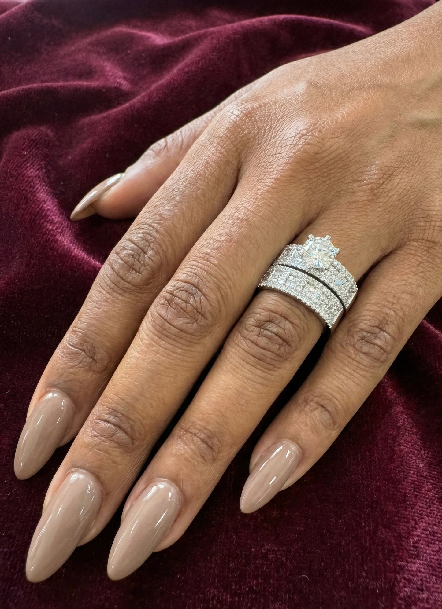1Ct Moissanite Wedding/Promise Ring Set