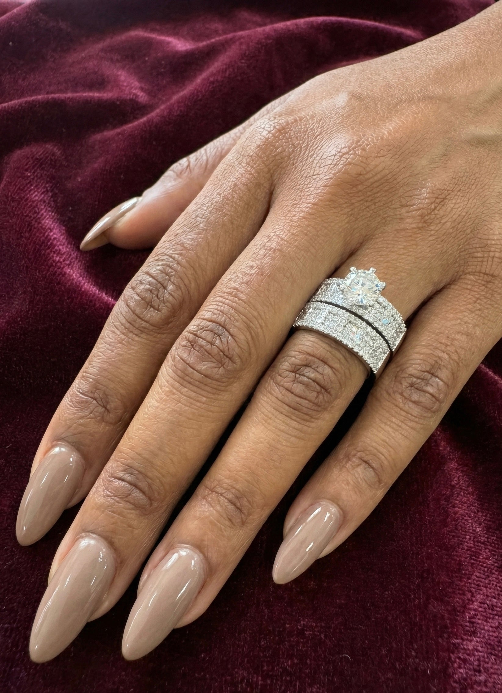 1Ct Moissanite Wedding/Promise Ring Set