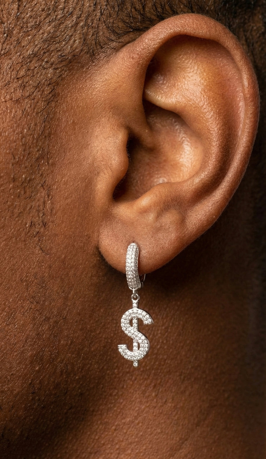 Moissanite Dollar Sign Hoop Earrings