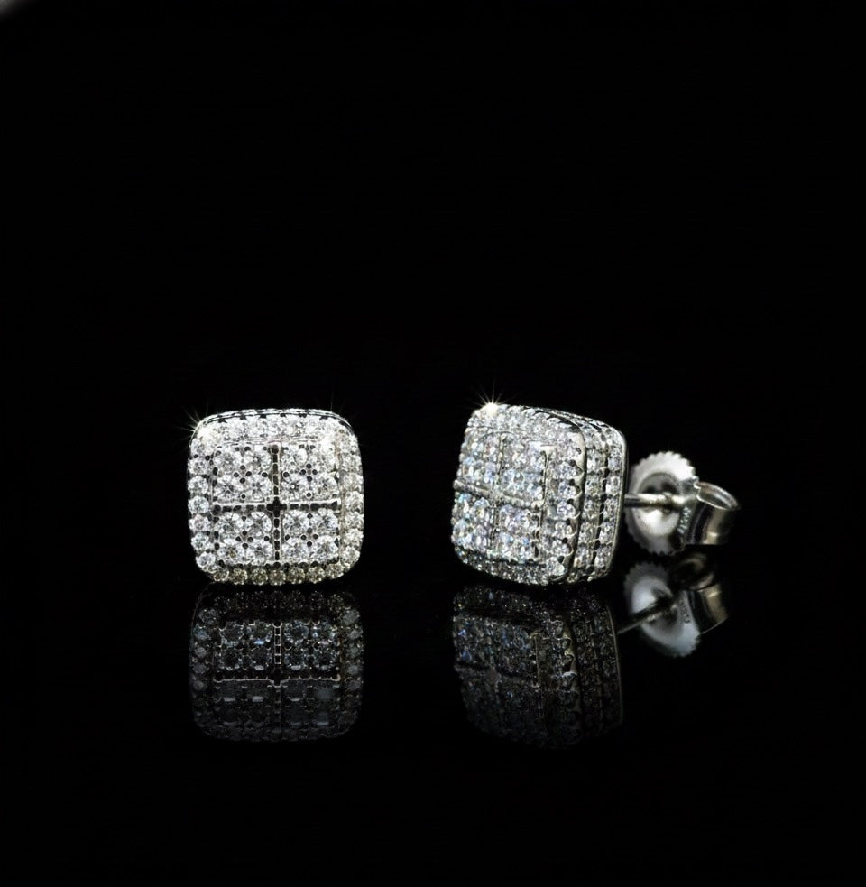 Iced Out Cube Moissanite Earrings