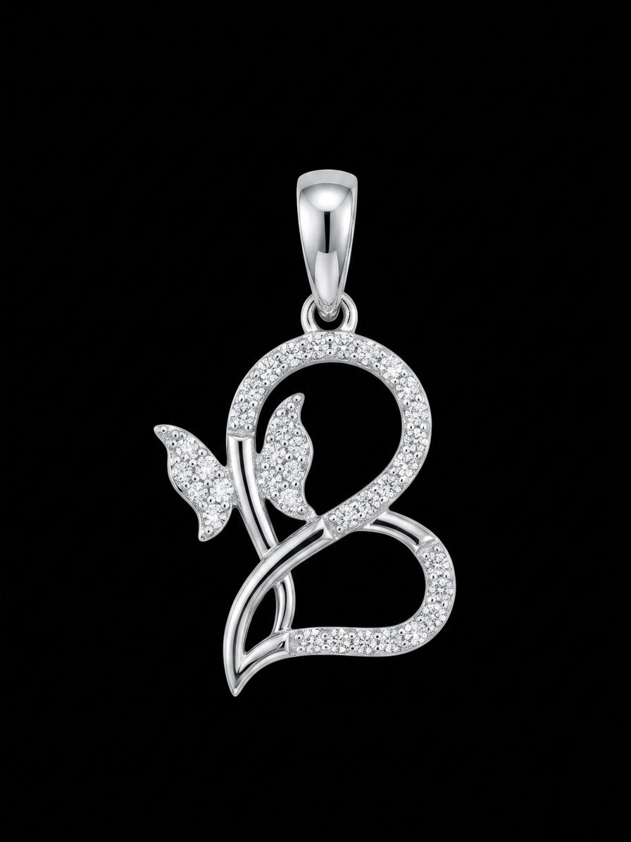 Moissanite Heart & Butterfly Pendant