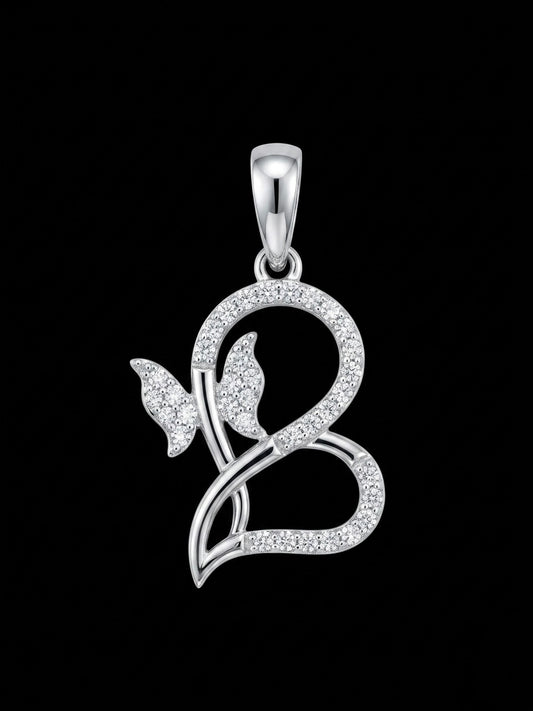 Moissanite Heart & Butterfly Pendant