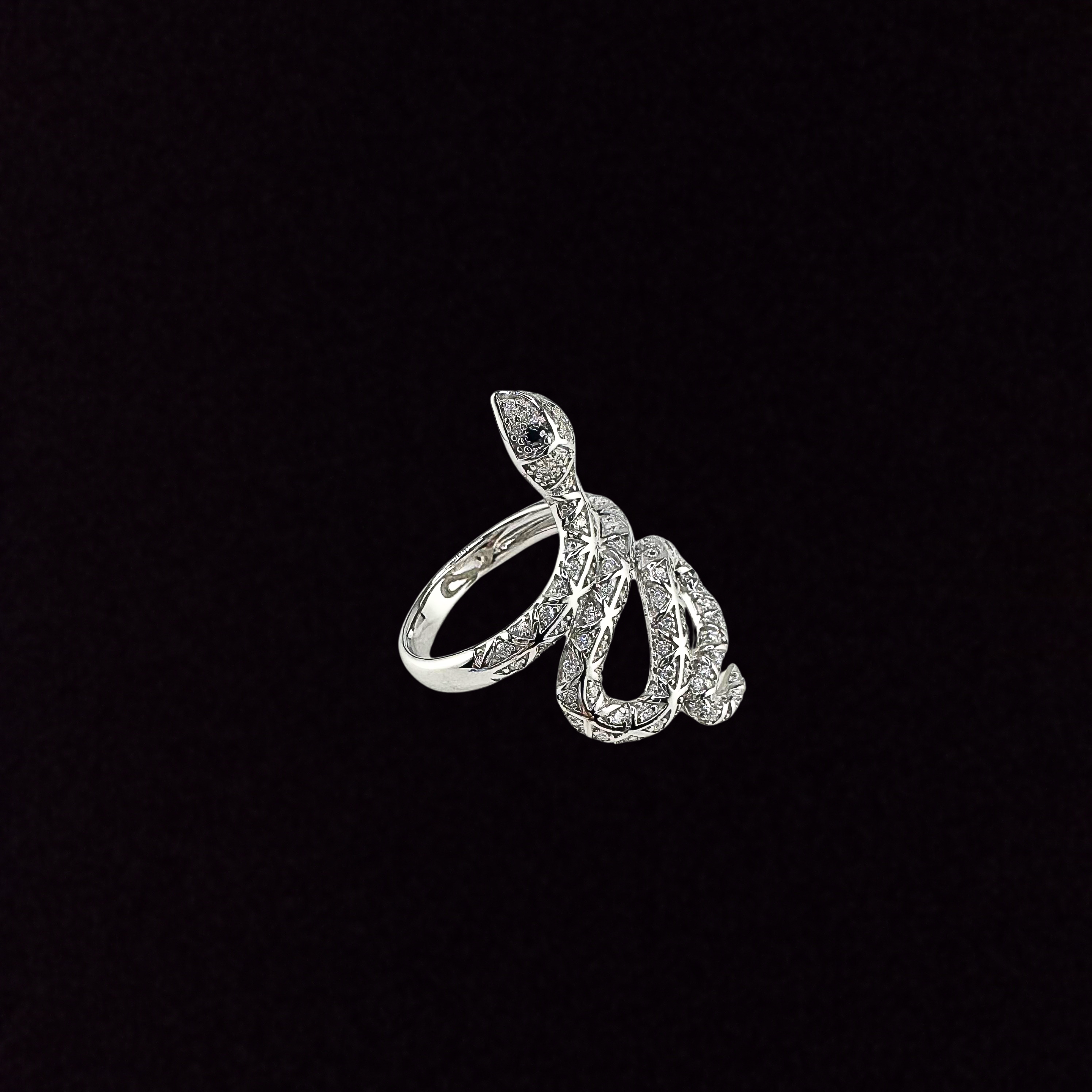 Moissanite in 925 Sterling Silver Snake Ring