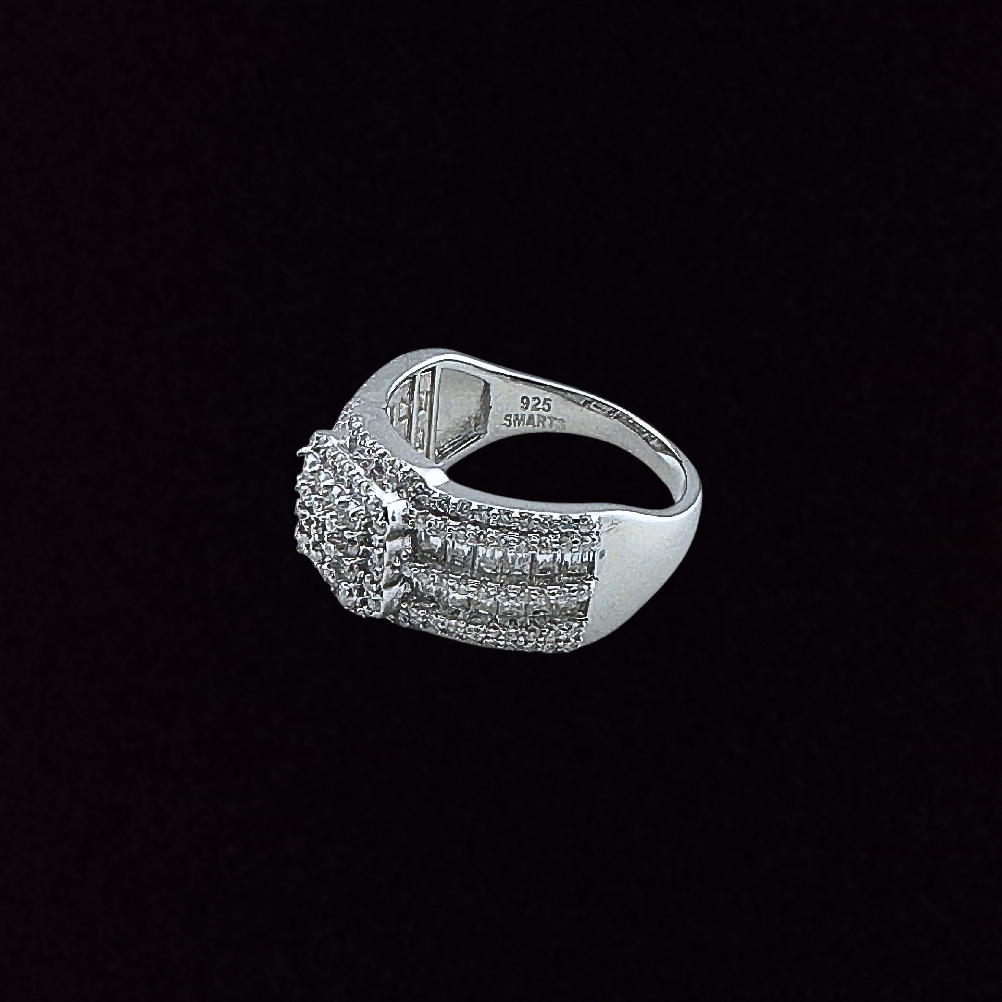 Moissanite in 925 Sterling Square Silver Ring