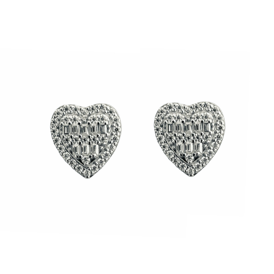 925 sterling Silver and Moissanite Heart Earrings