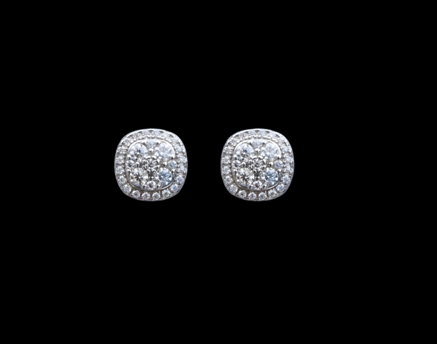 Moissanite and 925 Sterling Silver Square Earrings