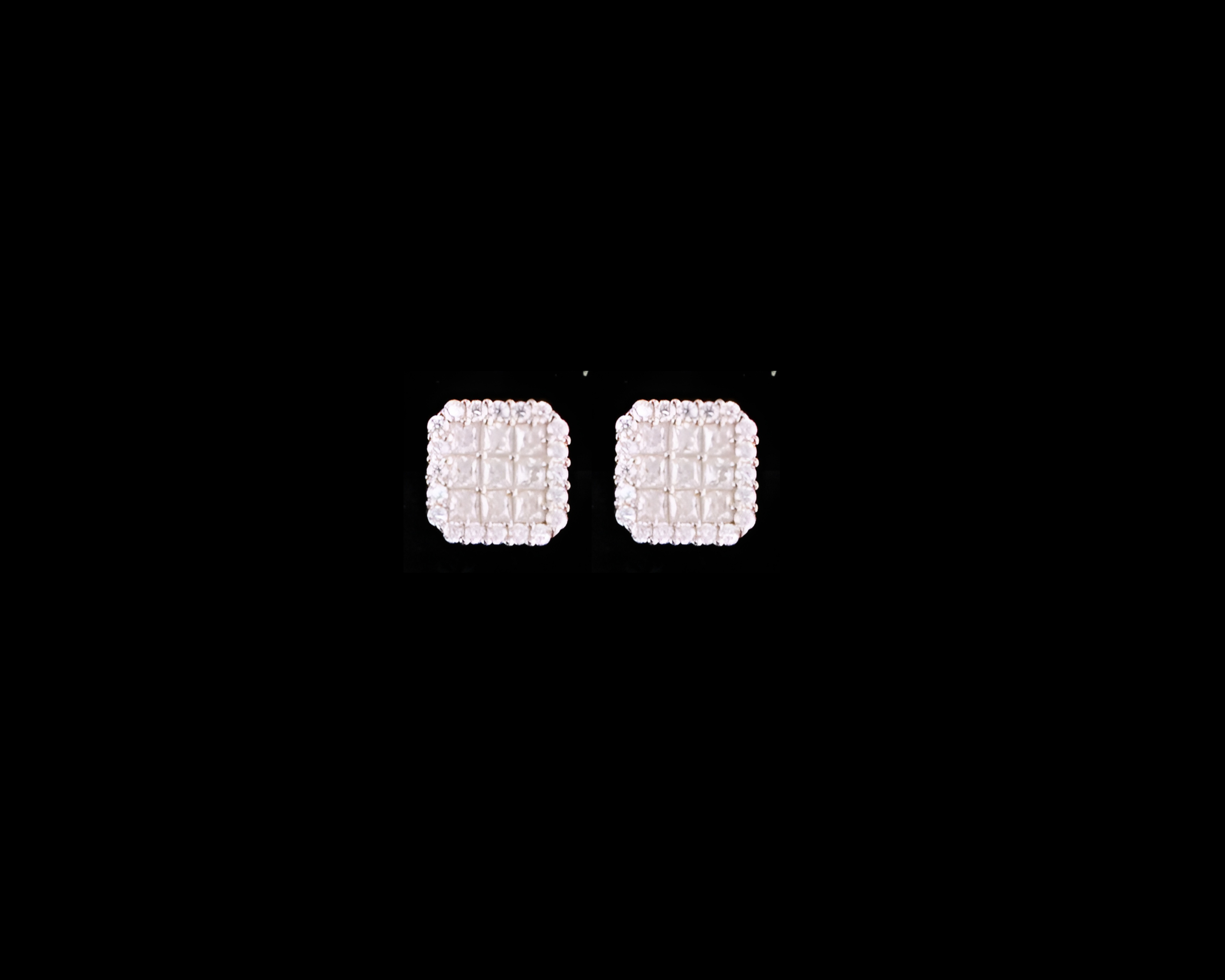 Moissanite and Sterling Silver Square Stud Earrings