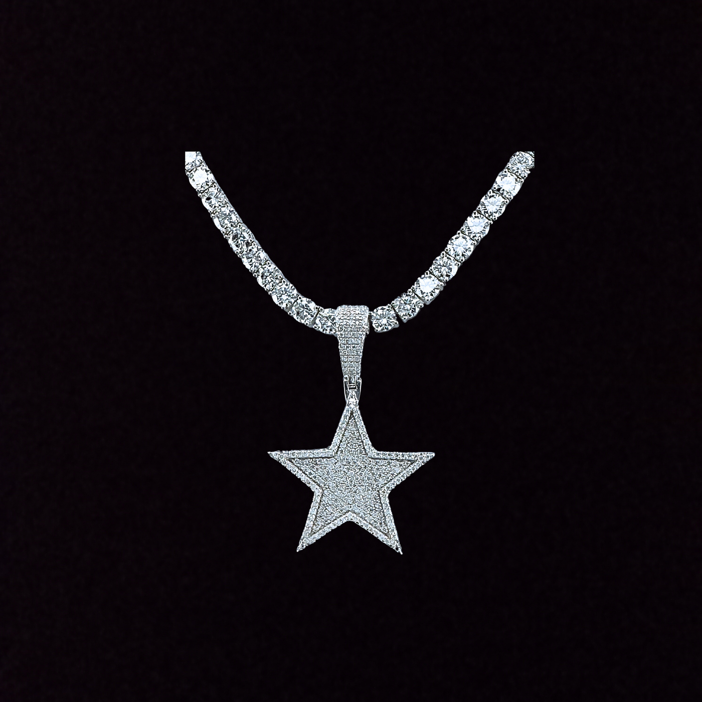 Moissanite in 18K White Gold Over Sterling Silver Star Pendant
