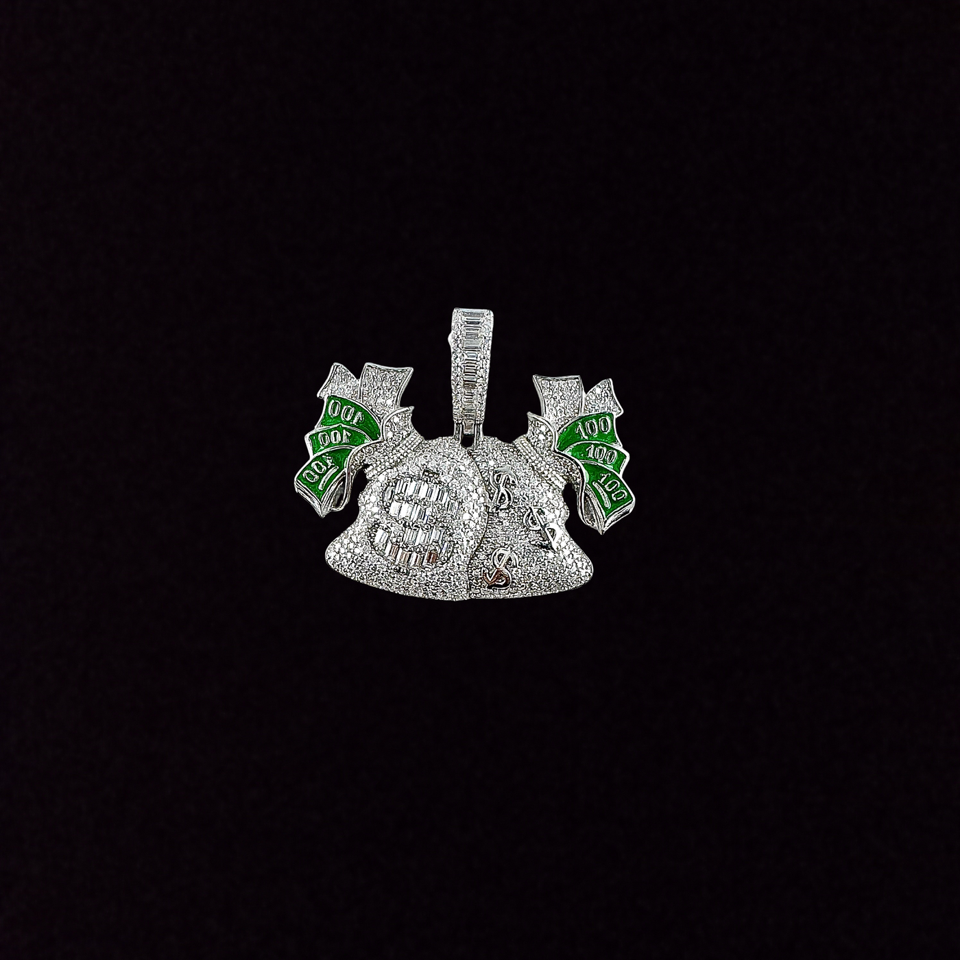 Moissanite in 925 Sterling Silver Money Bag Pendant