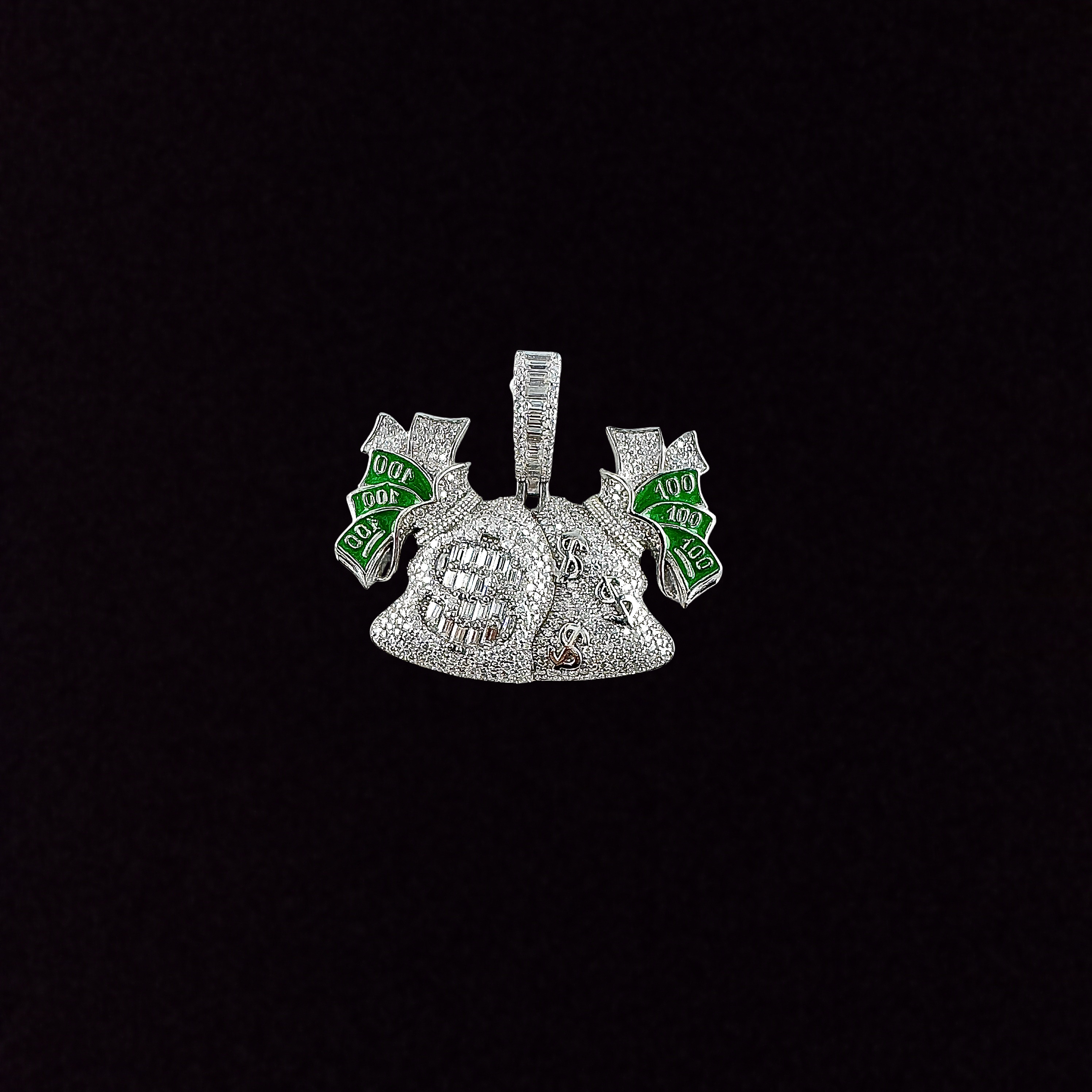 Moissanite in 925 Sterling Silver Money Bag Pendant