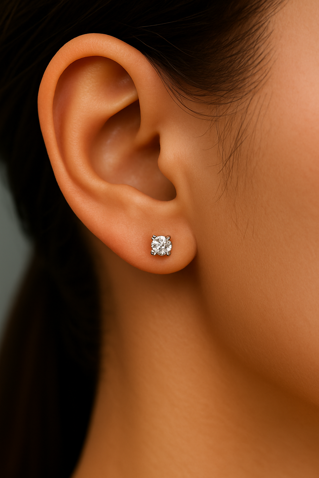 Moissanite in 18K White Gold Over Sterling Silver 3MM Brilliant Cut Solitaire Stud Earrings
