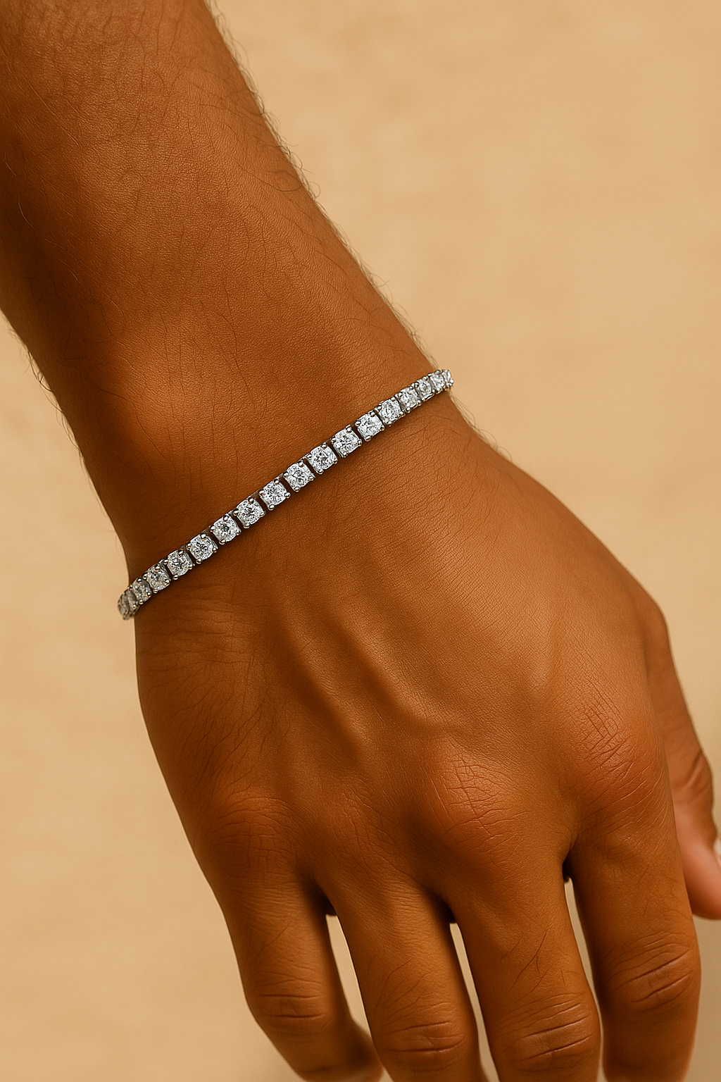 Moissanite in 18K White Gold Over Sterling Silver 4MM Tennis Bracelet