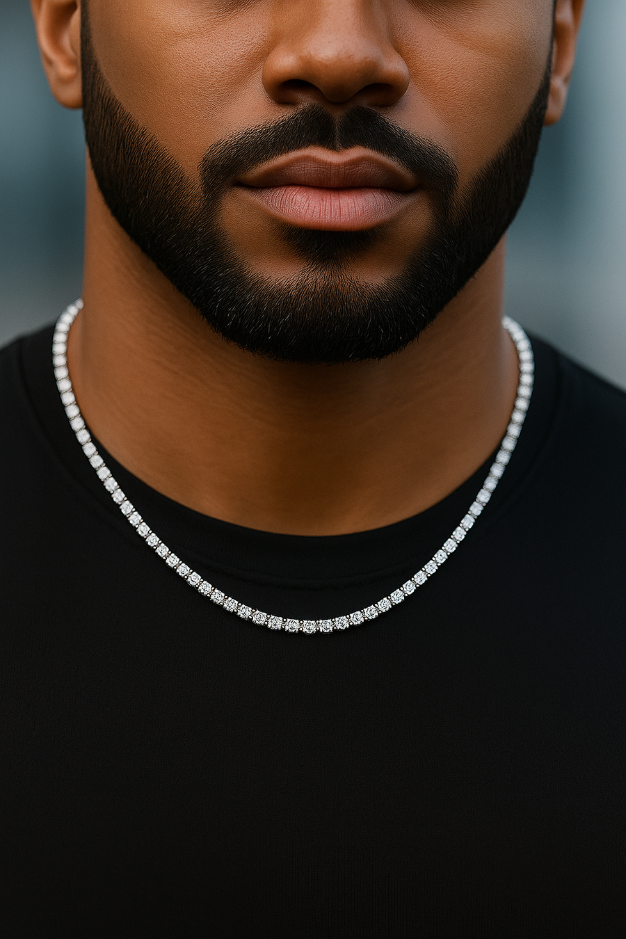 Moissanite in 18K White Gold Over Sterling Silver 4MM Tennis Chain Necklace