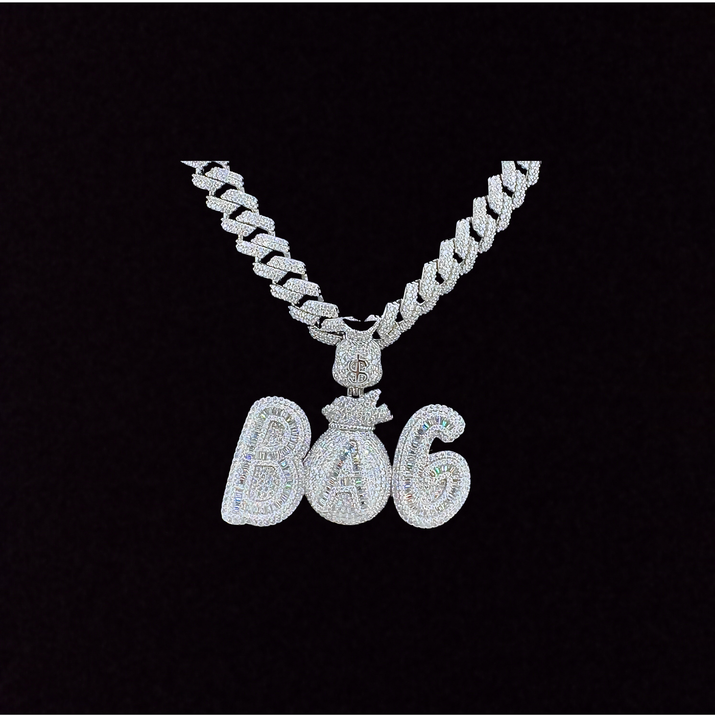 Moissanite in 925 Sterling Silver BAG Money Bag Pendant