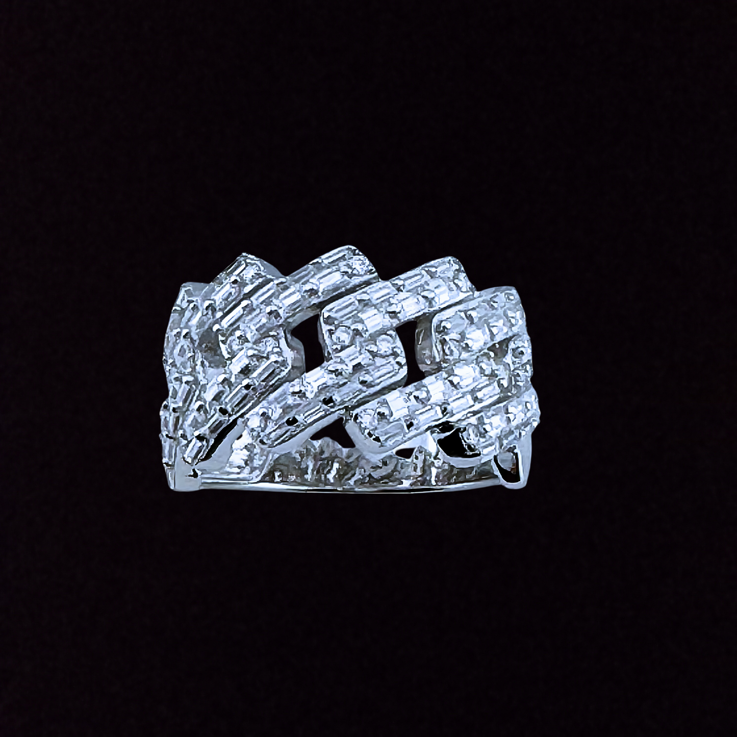 Baguette Moissanite Cuban Ring