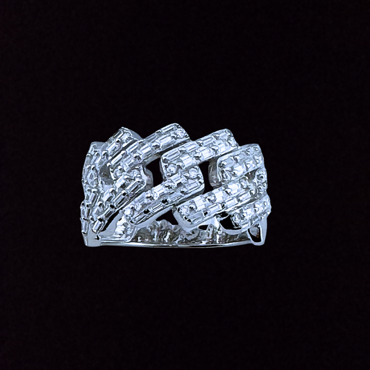 Baguette Moissanite Cuban Ring
