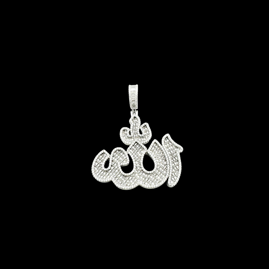 Moissanite in 925 Sterling Silver Allah Pendant