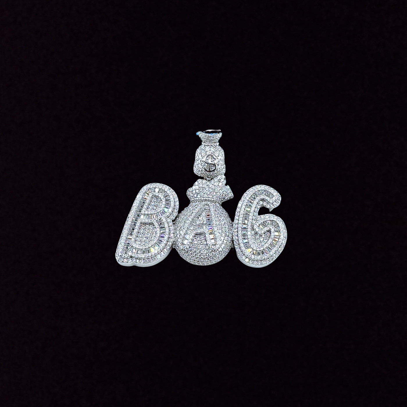 Moissanite in 925 Sterling Silver BAG Money Bag Pendant