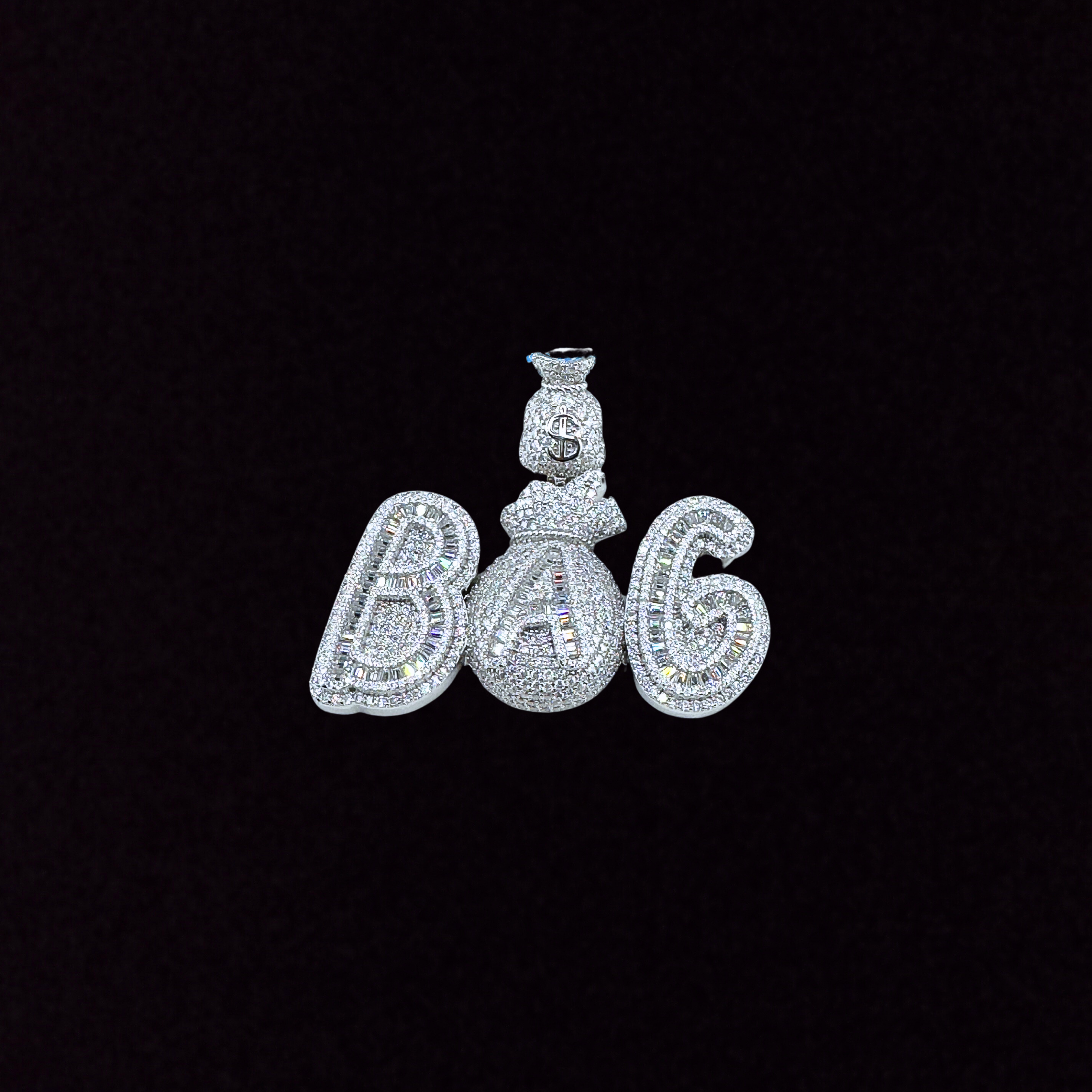 Moissanite in 925 Sterling Silver BAG Money Bag Pendant