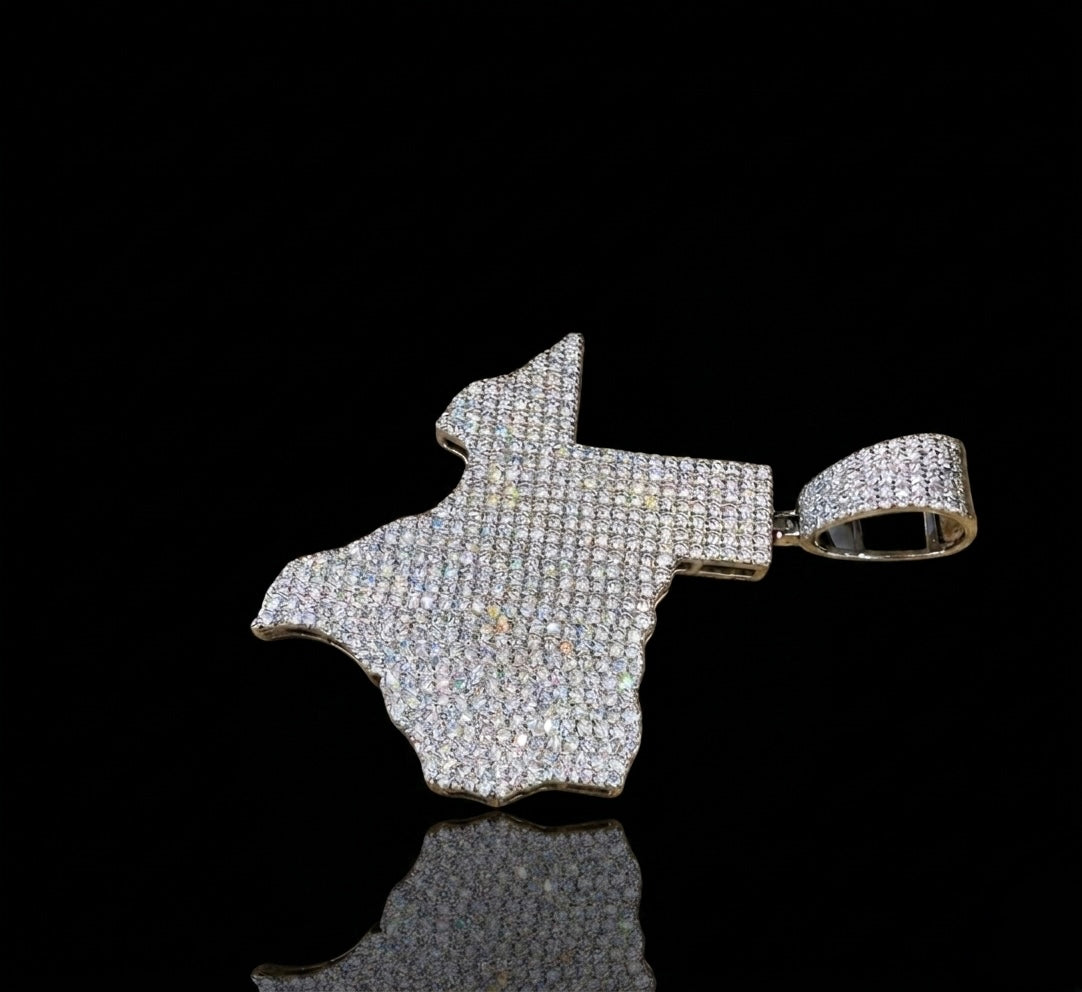 Iced Out Moissanite Texas Map Pendant