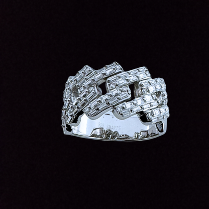 Baguette Moissanite Cuban Ring