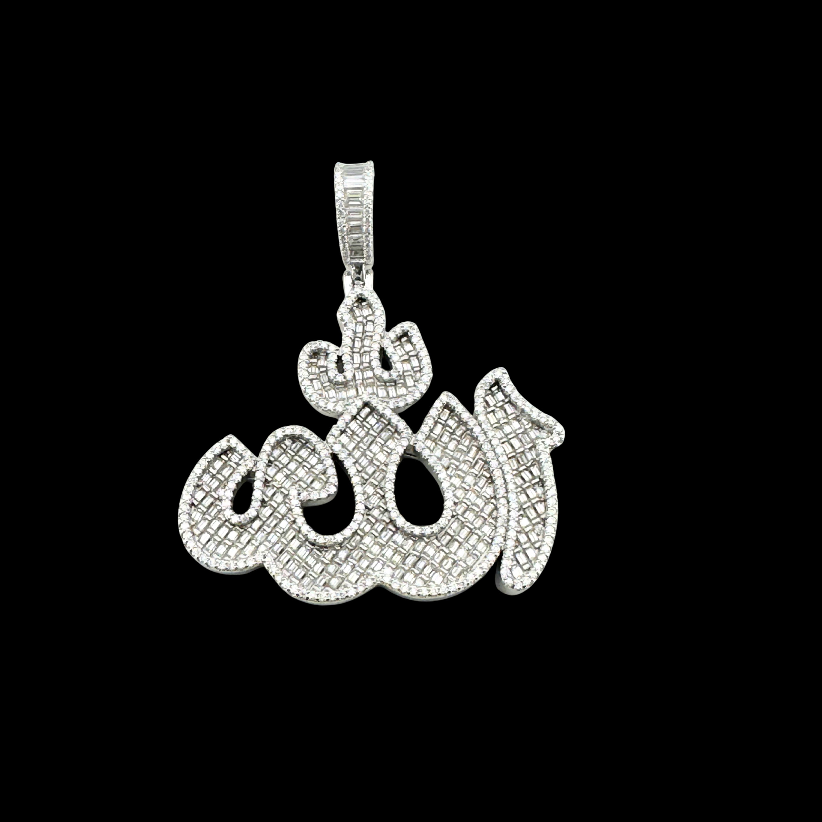 Moissanite in 925 Sterling Silver Allah Pendant