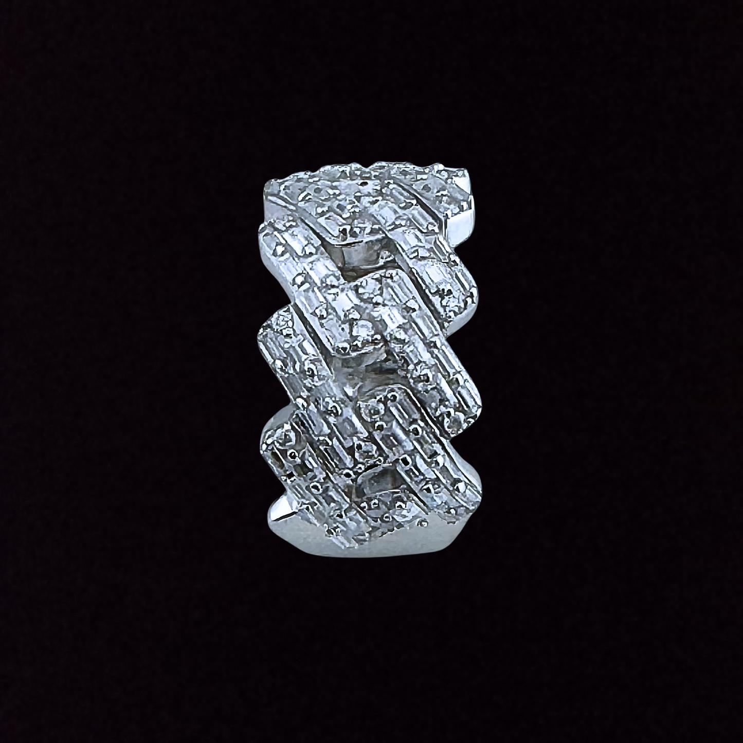 Baguette Moissanite Cuban Ring