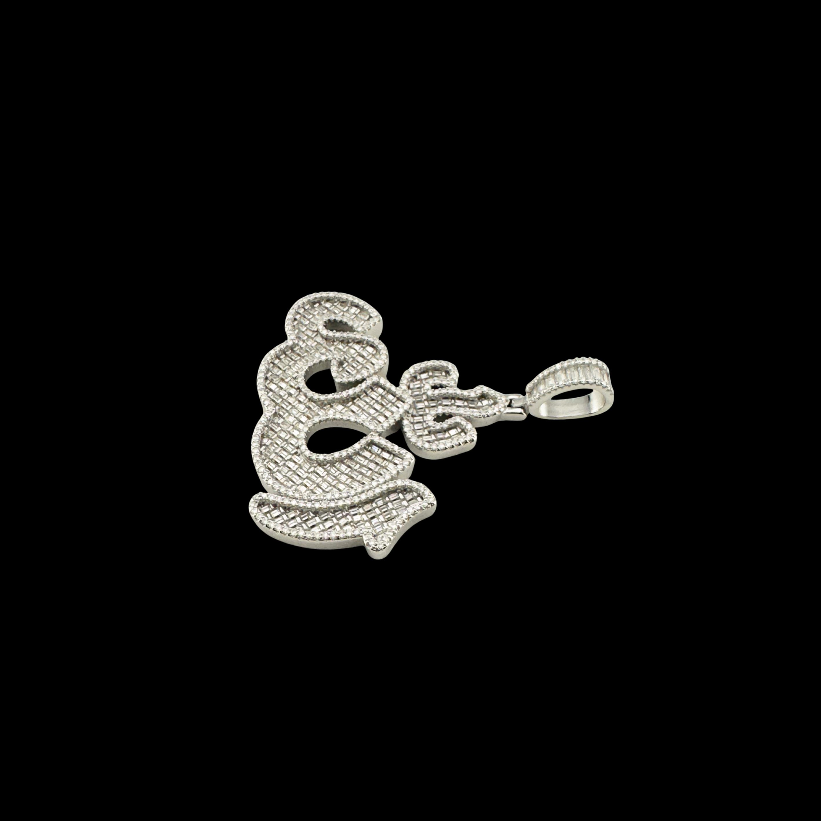 Moissanite in 925 Sterling Silver Allah Pendant