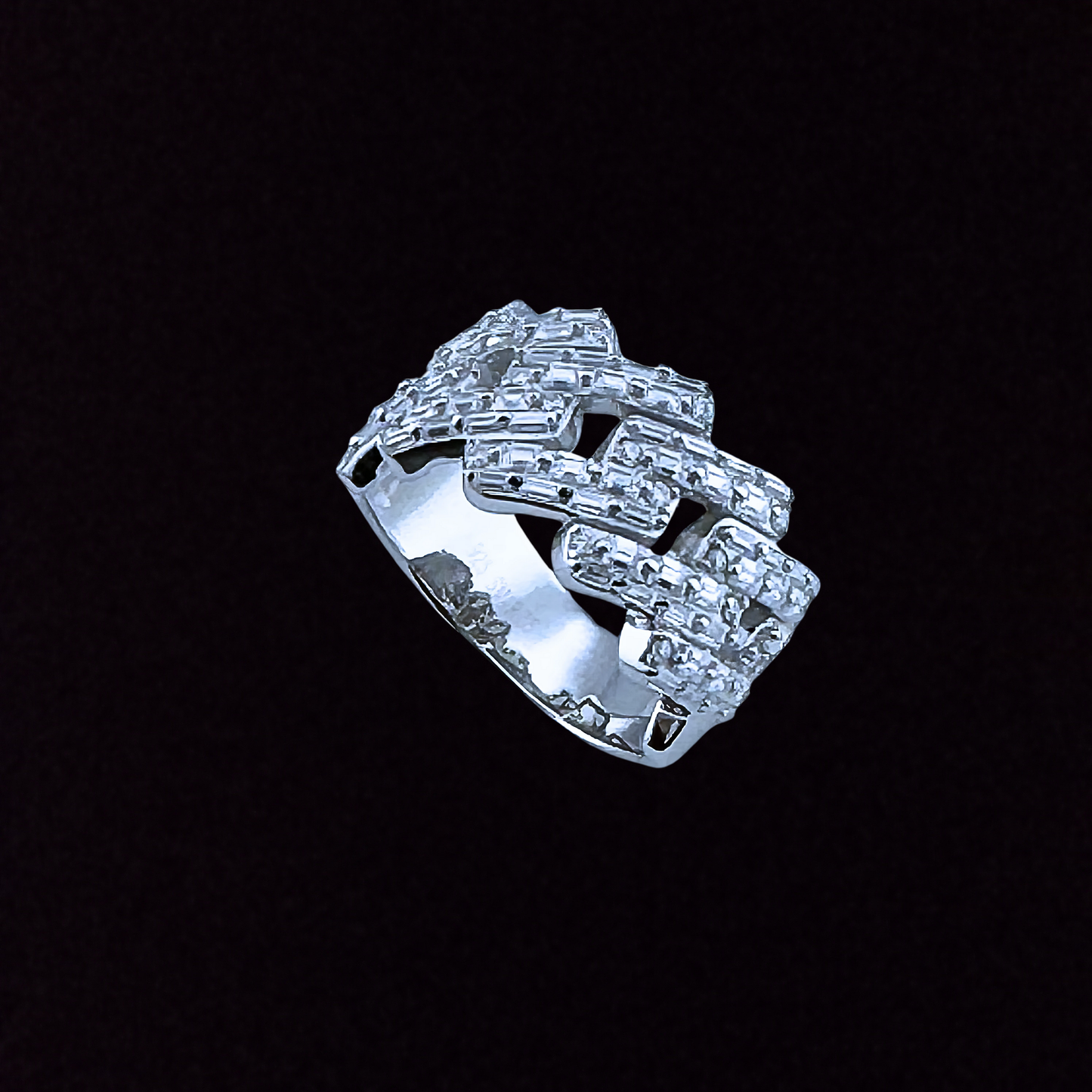 Baguette Moissanite Cuban Ring