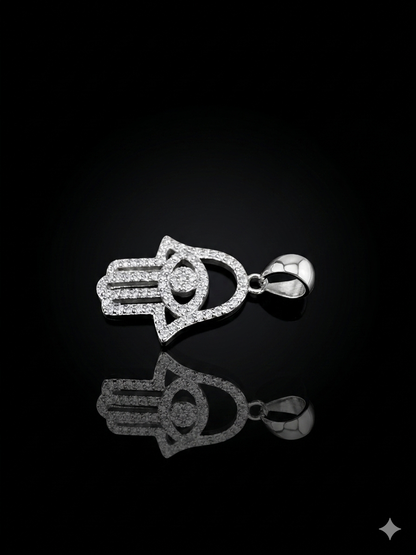 Moissanite Hamsa Hand Pendant