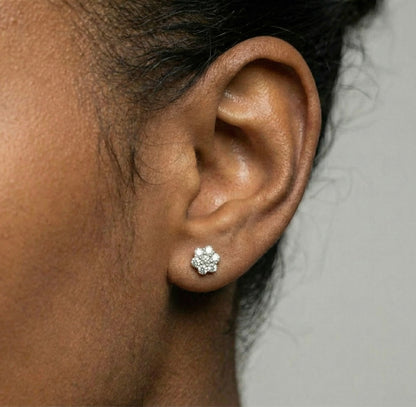 6MM Flower Cluster Moissanite Earrings