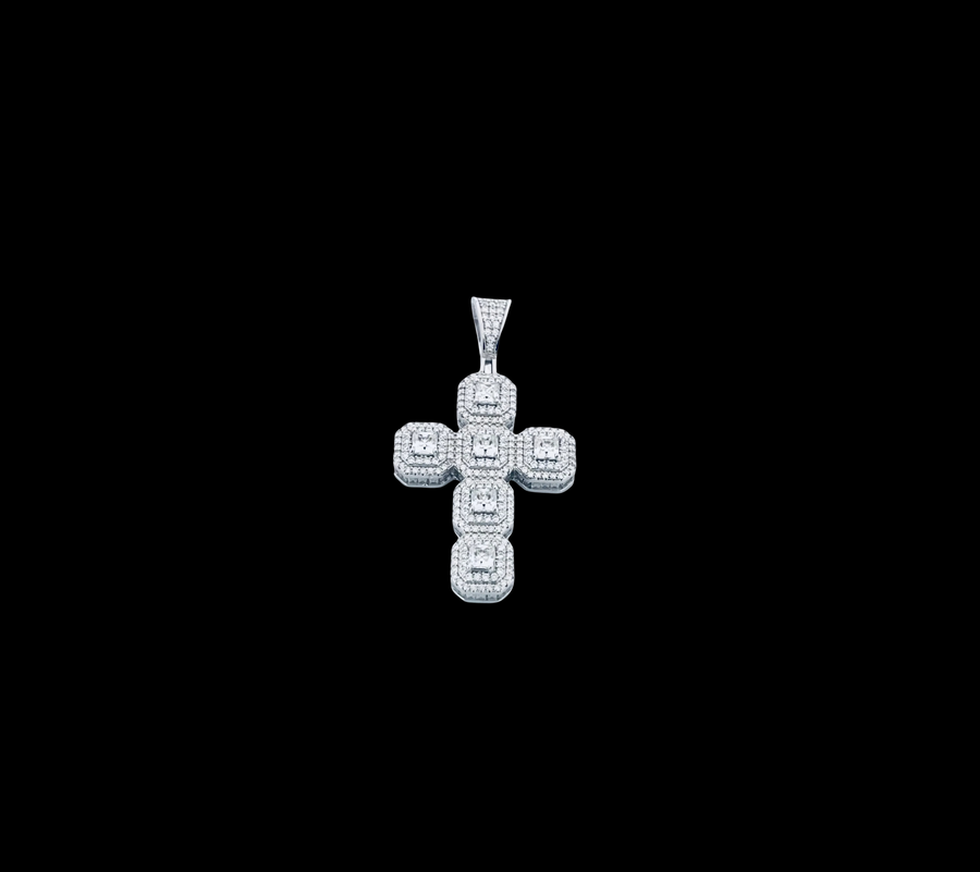 Moissanite in 925 Sterling Silver Cross Pendant