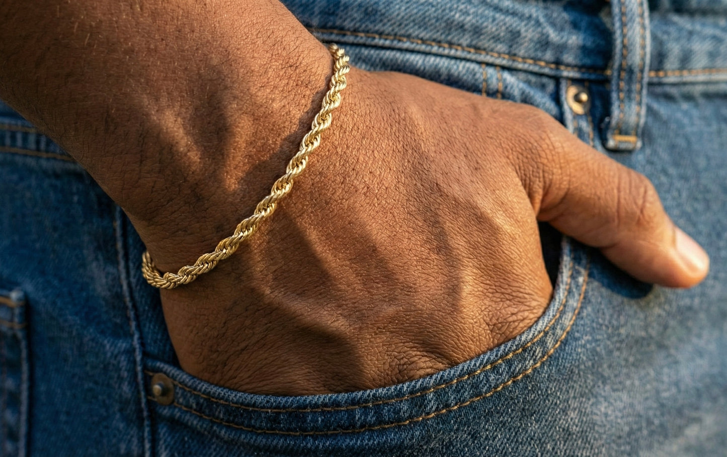 4MM Rope Bracelet in 18K Yellow Gold