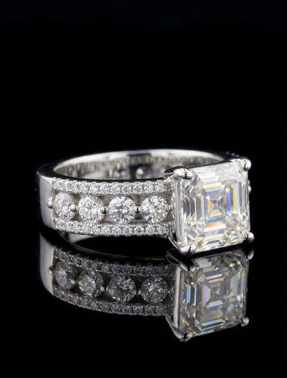 Asscher Cut Moissanite Wedding/Promise Ring