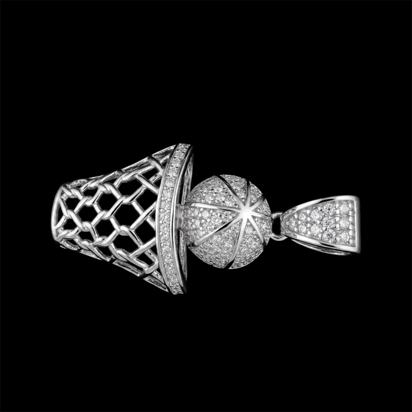 Iced Out Moissanite Basketball Pendant